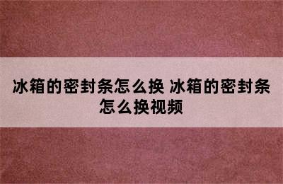 冰箱的密封条怎么换 冰箱的密封条怎么换视频